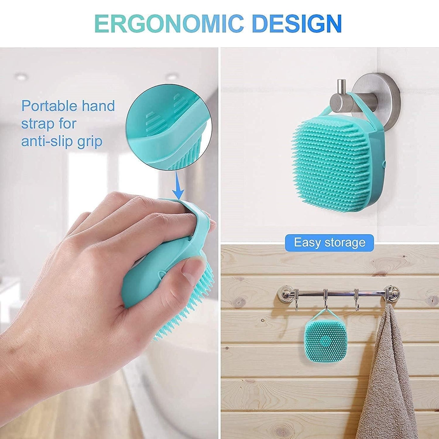 Soft Silicone Bath Brush With Hooks