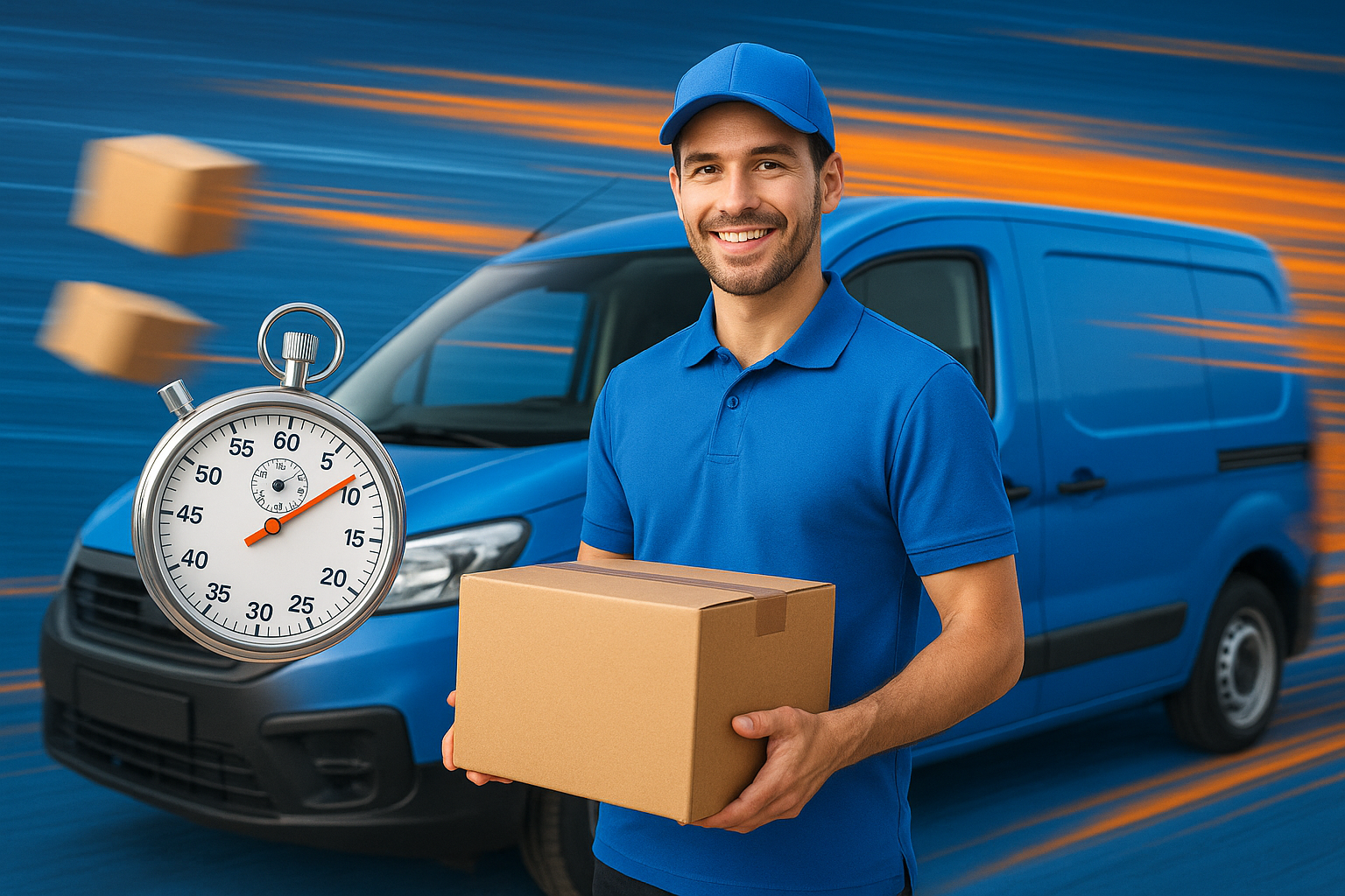 create a image for fast delivery keep look realistic